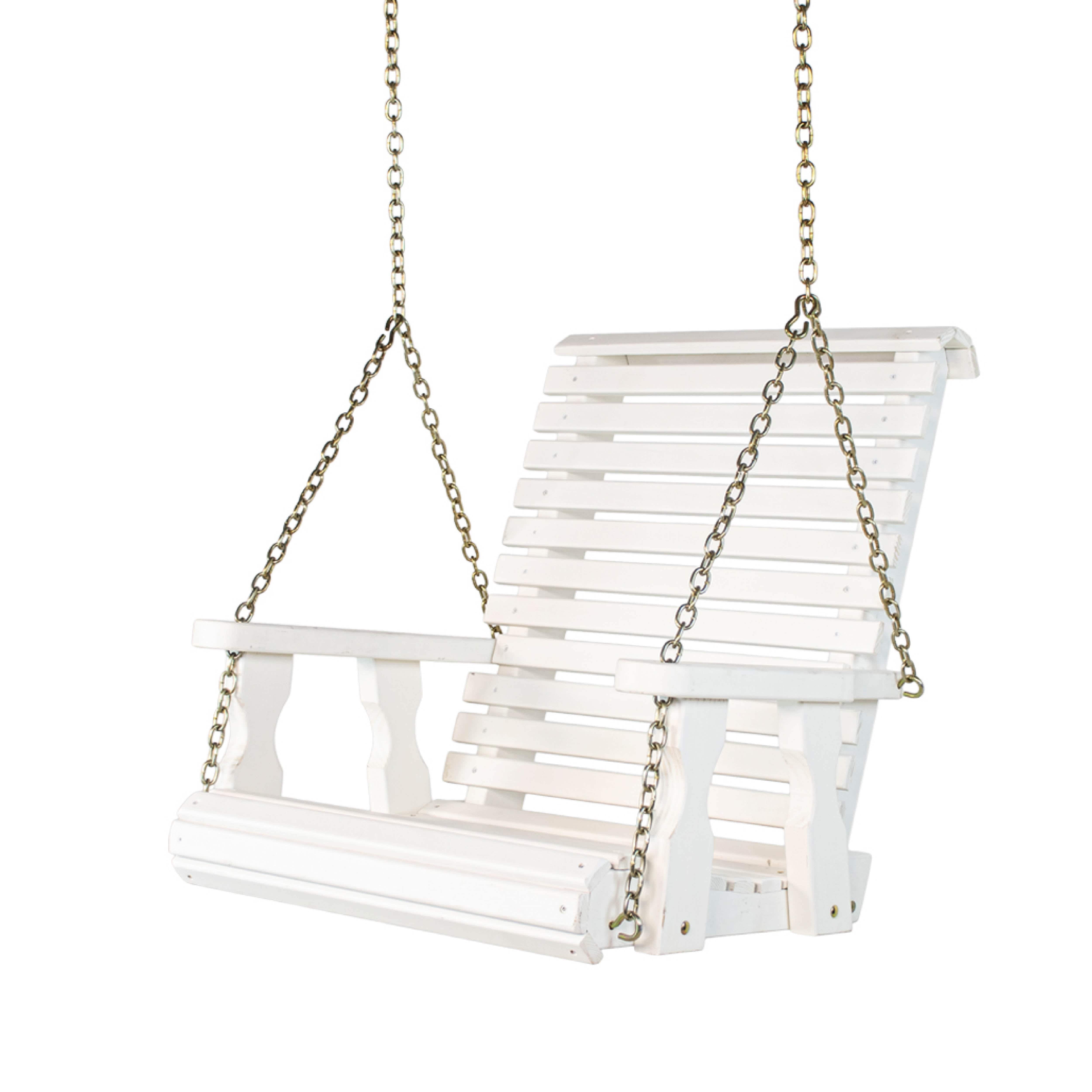 Amish Casual Heavy Duty Solid White Stain Roll Back Swing Chair