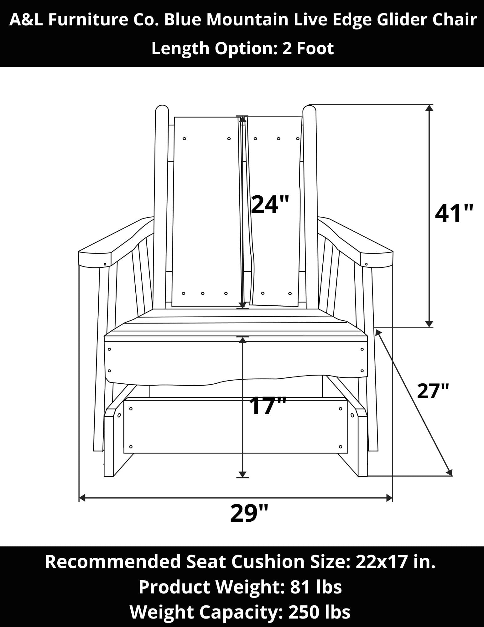 A&L Furniture Co. Blue Mountain Live Edge Timberland Glider Chair