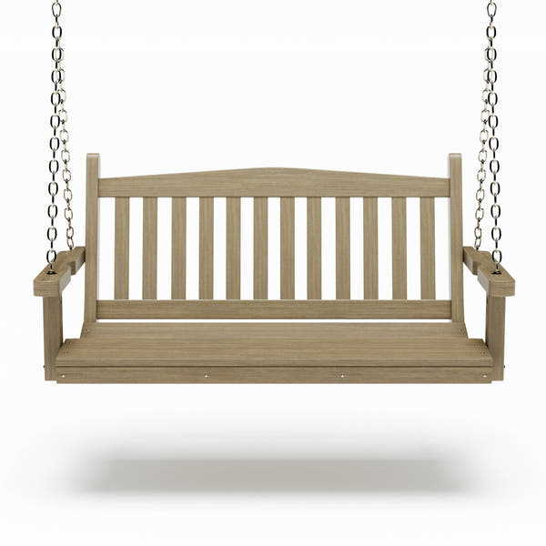 SimplyPoly 5 Foot Amish Made Mission Recycled Plastic Porch Swing, Birchwood Wood Grain