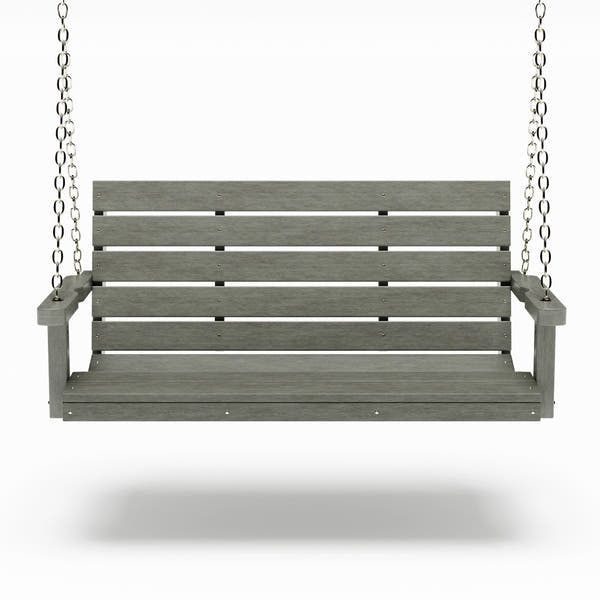 SimplyPoly 4 Foot Amish Made Signature Recycled Plastic Porch Swing, Dark Grey