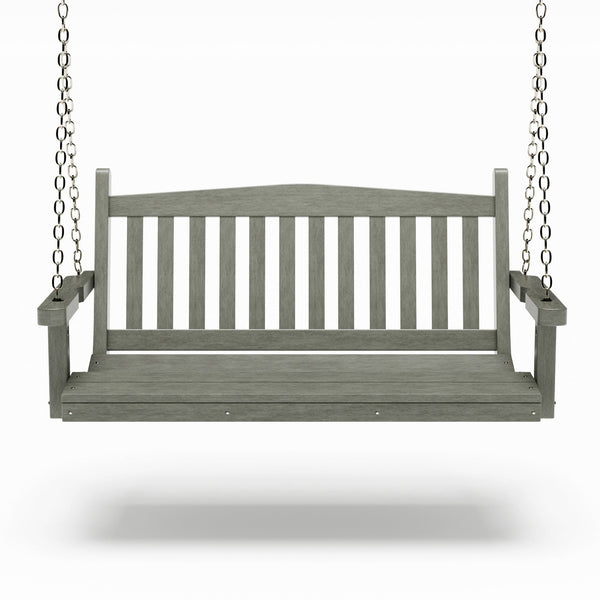 SimplyPoly 5 Foot Amish Made Mission Recycled Plastic Porch Swing, Driftwood Grey Wood Grain