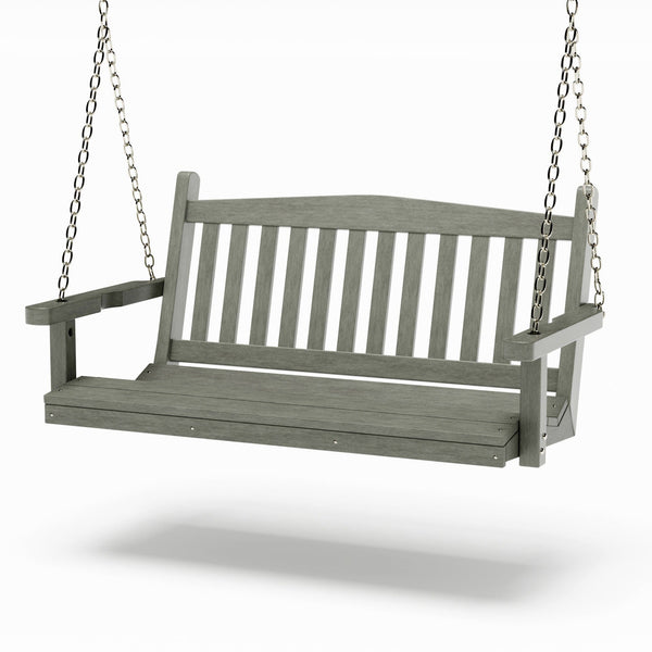 SimplyPoly 5 Foot Amish Made Mission Recycled Plastic Porch Swing, Dark Grey