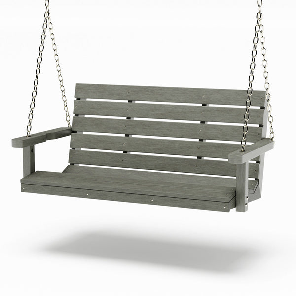 SimplyPoly 4 Foot Amish Made Signature Recycled Plastic Porch Swing, Dark Grey