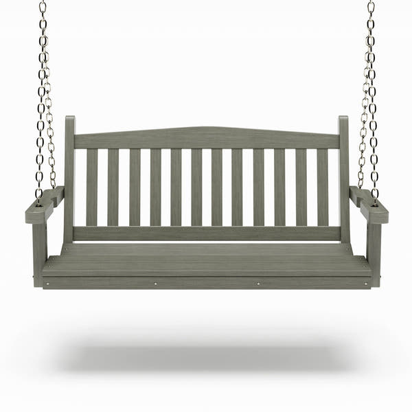 SimplyPoly 5 Foot Amish Made Mission Recycled Plastic Porch Swing, Driftwood Grey Wood Grain