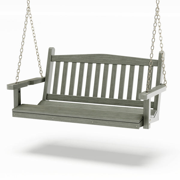 SimplyPoly 4 Foot Amish Made Mission Recycled Plastic Porch Swing, Driftwood Grey Wood Grain