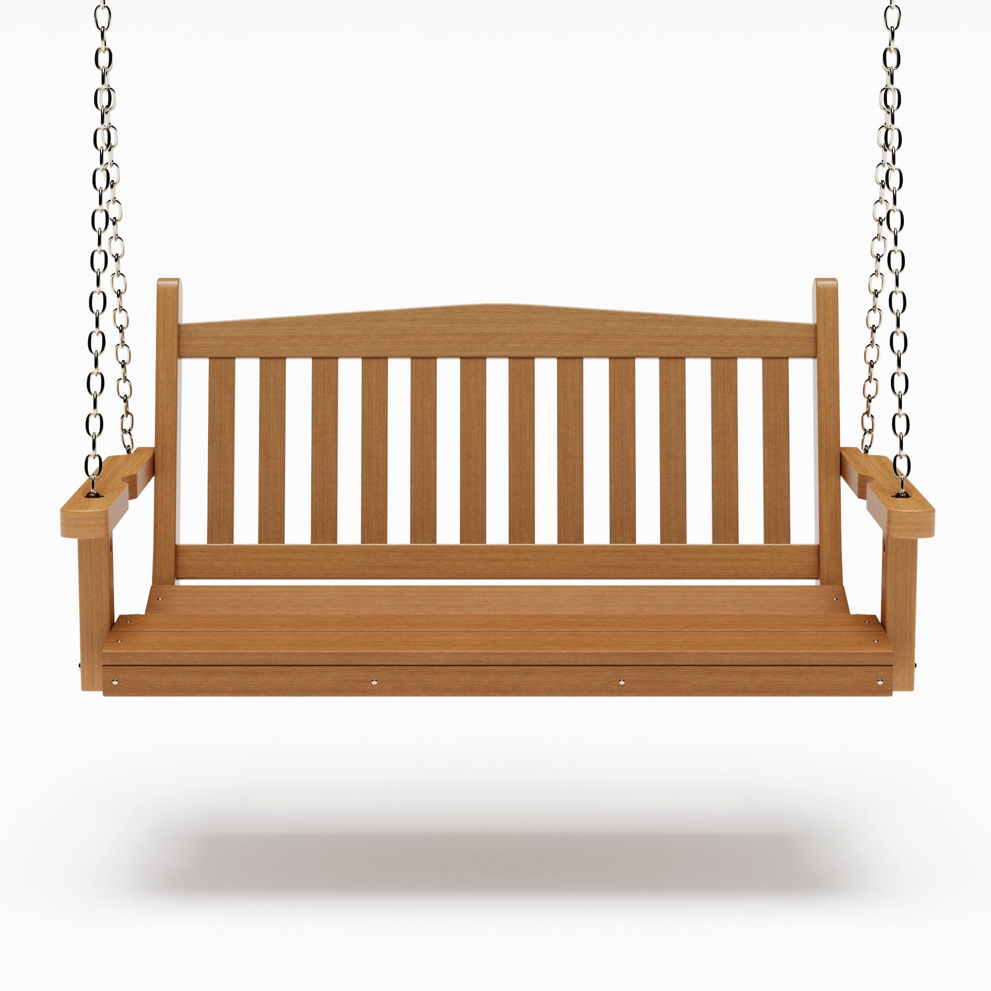 SimplyPoly 4 Foot Amish Made Mission Recycled Plastic Porch Swing, Natural Teak Wood Grain