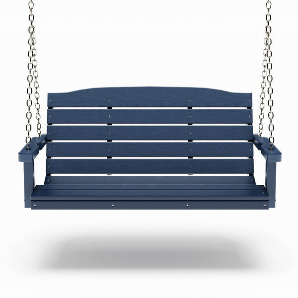 SimplyPoly 4 Foot Amish Made Classic Recycled Plastic Porch Swing, Patriot Blue