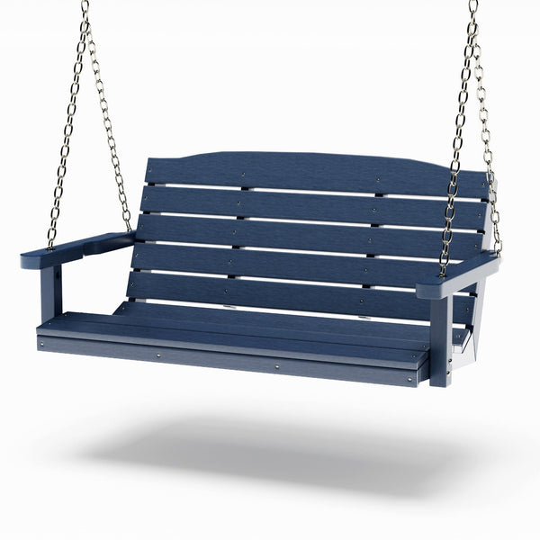 SimplyPoly 4 Foot Amish Made Classic Recycled Plastic Porch Swing, Patriot Blue