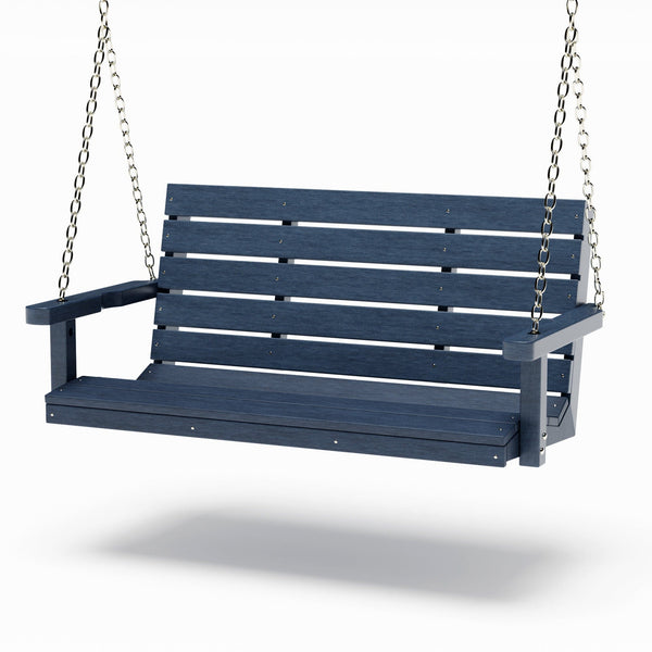 SimplyPoly 4 Foot Amish Made Signature Recycled Plastic Porch Swing, Patriot Blue