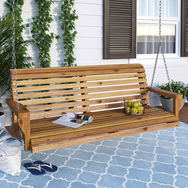 Texas Cedar Co. Classic Roll Back Red Cedar 5-Foot Porch Swing