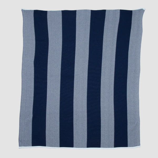 Indoor | Outdoor Sustainable Knit Throw Blanket - Poly Herringbone Stripe