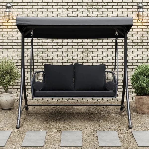 Ramona Black Patio Swing with Canopy