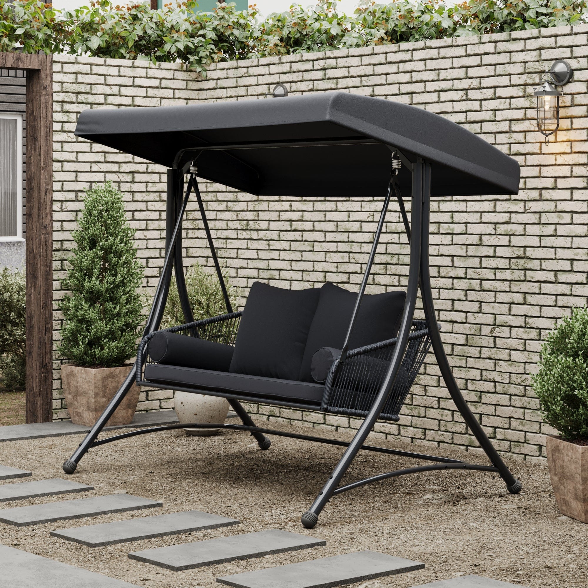 East Green Ramona Patio Swing with Canopy Stand