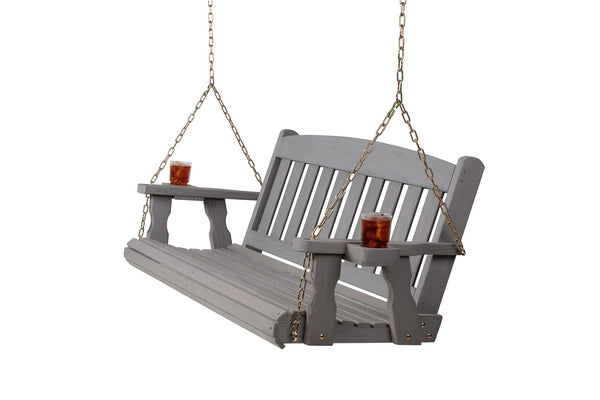 Amish Casual 6 Foot Semi-Solid Grey Stain Mission Porch Swing