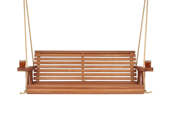 Amish Casual 4 Foot Roll Back Porch Swing in Cedar with Clearcoat