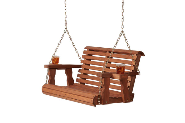 Amish Casual 3 Foot Roll Back Porch Swing in Cedar Stain