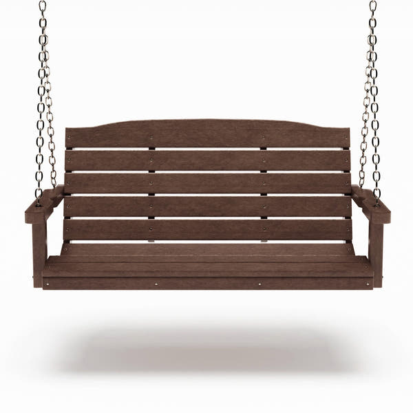 SimplyPoly 4 Foot Amish Made Classic Recycled Plastic Porch Swing, Tudor Brown