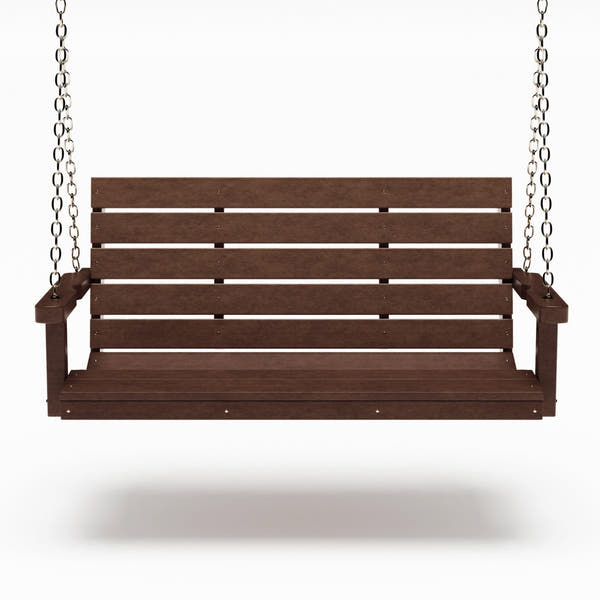 SimplyPoly 4 Foot Amish Made Signature Recycled Plastic Porch Swing, Tudor Brown