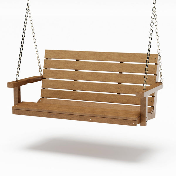 SimplyPoly 4 Foot Amish Made Signature Recycled Plastic Porch Swing, Tudor Brown