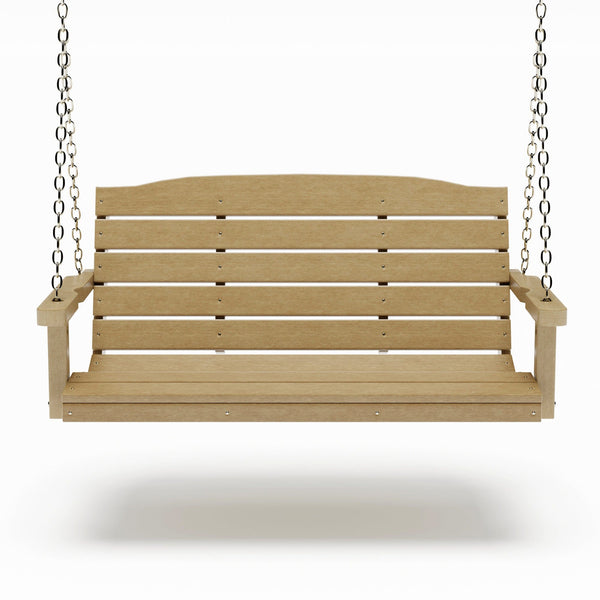 SimplyPoly 4 Foot Amish Made Classic Recycled Plastic Porch Swing, Weathered Wood