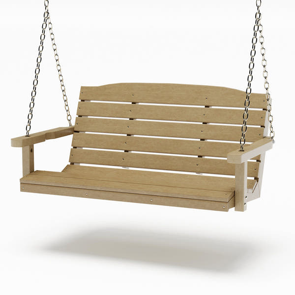 SimplyPoly 4 Foot Amish Made Classic Recycled Plastic Porch Swing, Weathered Wood