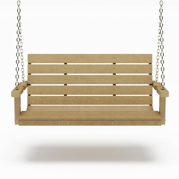 SimplyPoly 5 Foot Amish Made Signature Recycled Plastic Porch Swing, Weathered Wood
