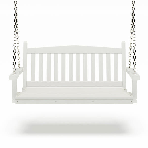 SimplyPoly 5 Foot Amish Made Mission Recycled Plastic Porch Swing, Bright White