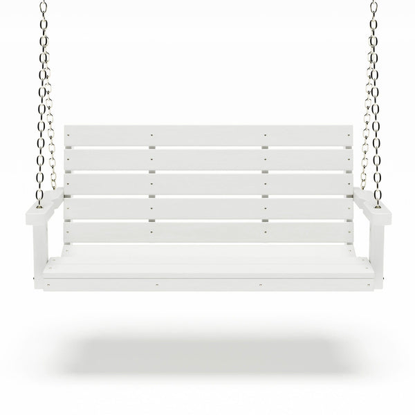 SimplyPoly 4 Foot Amish Made Signature Recycled Plastic Porch Swing, Bright White