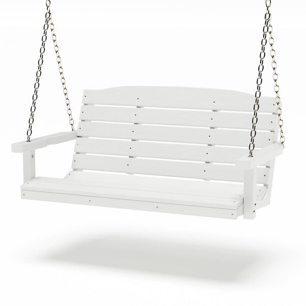 SimplyPoly 5 Foot Amish Made Classic Recycled Plastic Porch Swing, Bright White