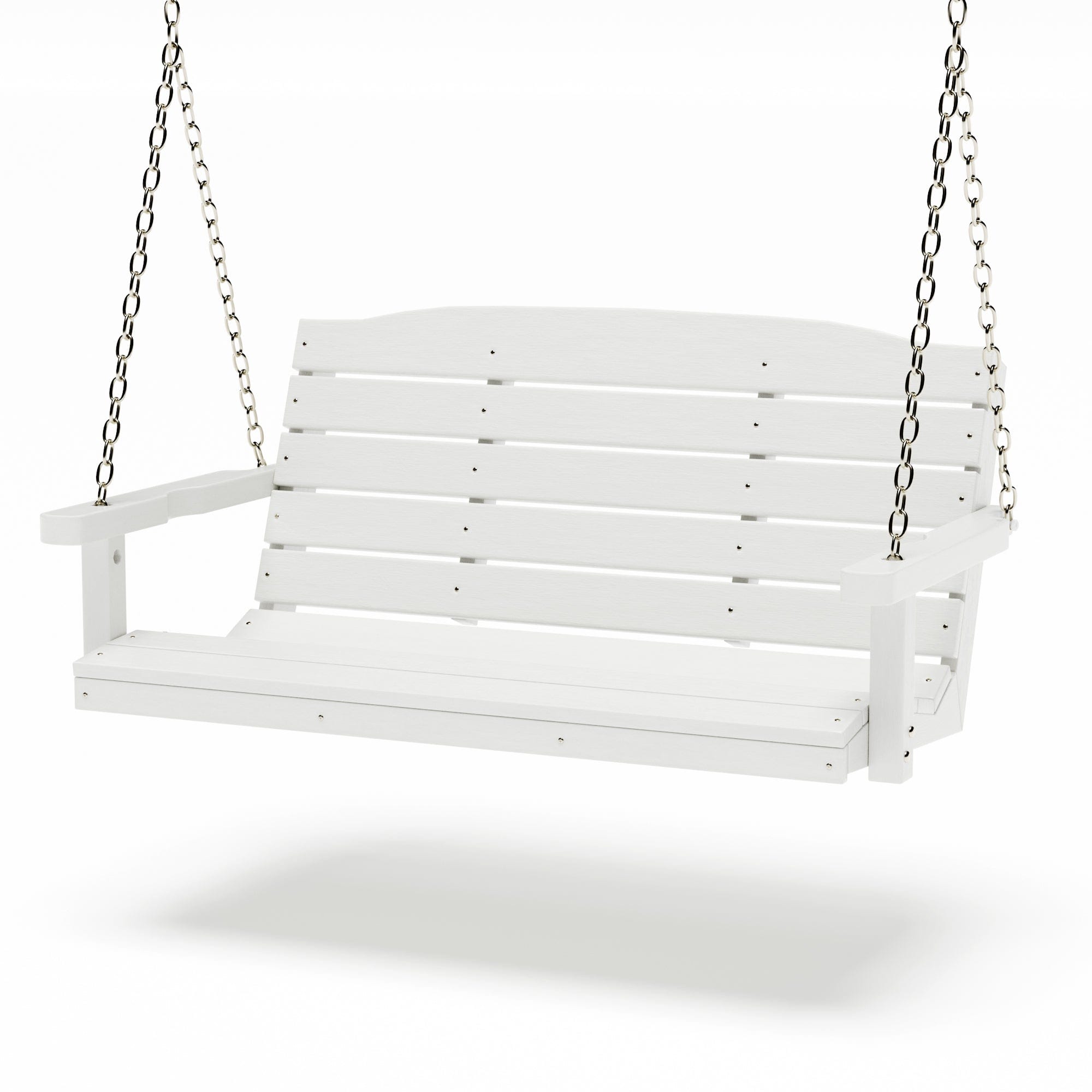 SimplyPoly 4 Foot Amish Made Classic Recycled Plastic Porch Swing, Bright White