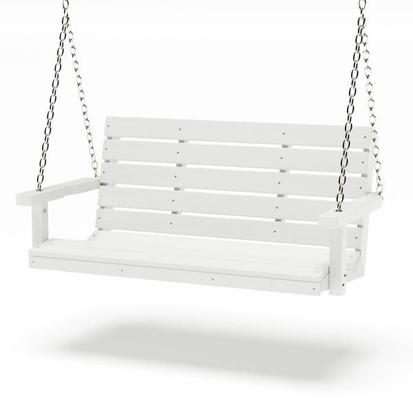 SimplyPoly 4 Foot Amish Made Signature Recycled Plastic Porch Swing, Bright White