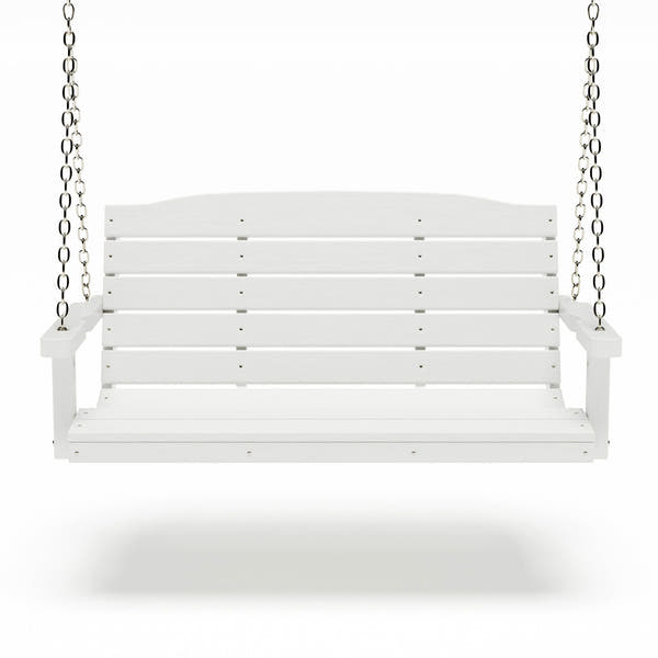 SimplyPoly 5 Foot Amish Made Classic Recycled Plastic Porch Swing, Bright White