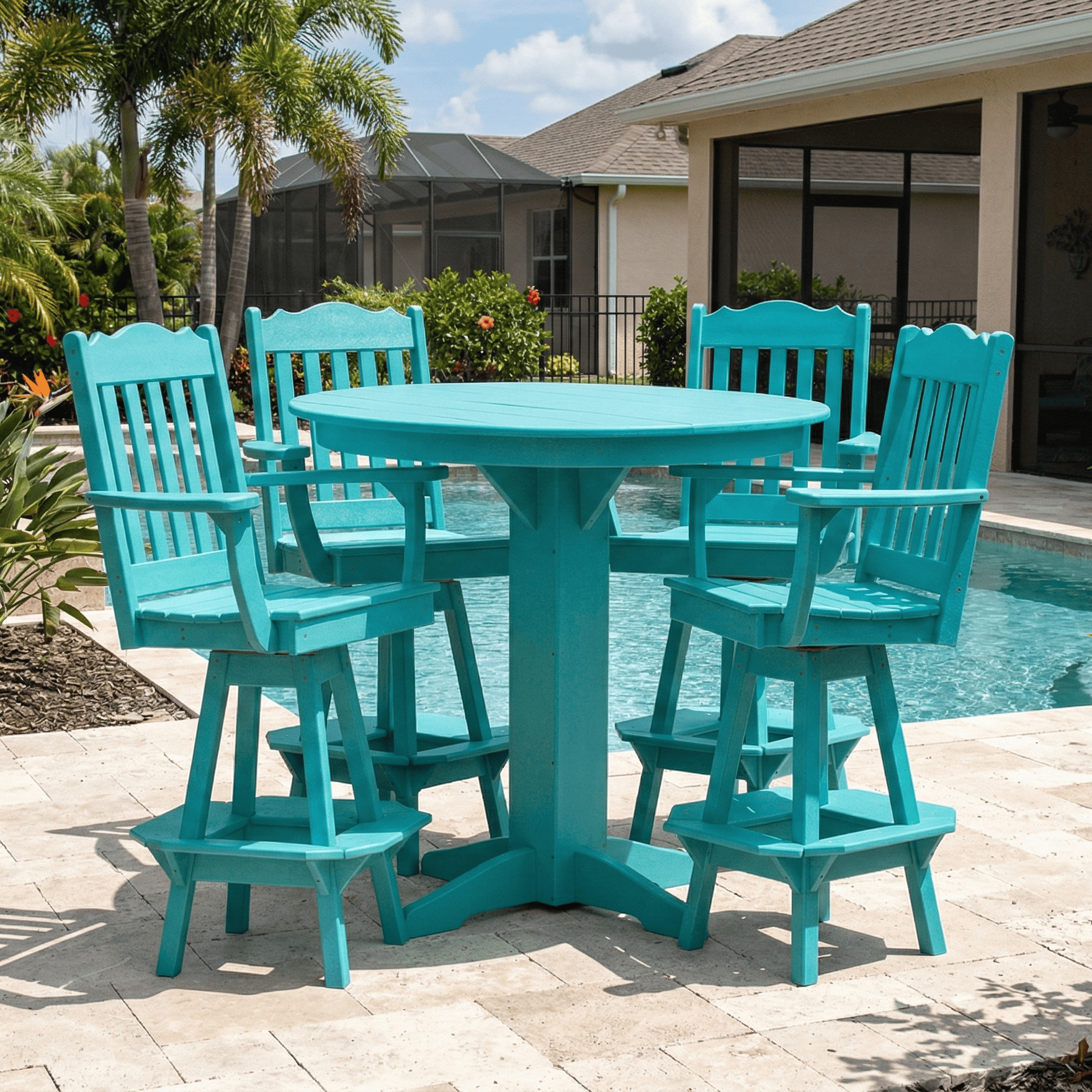 Keystone Amish Co. York 5-Piece Poly Bar Dining Set with Round Table