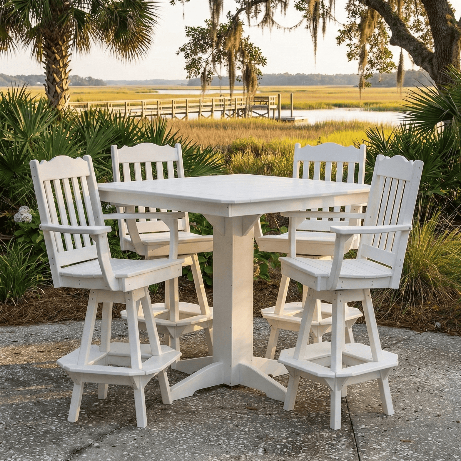 Keystone Amish Co. York 5-Piece Poly Bar Dining Set with Square Table