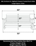 A&L Furniture Co. Highback Pressure Treated Porch Glider