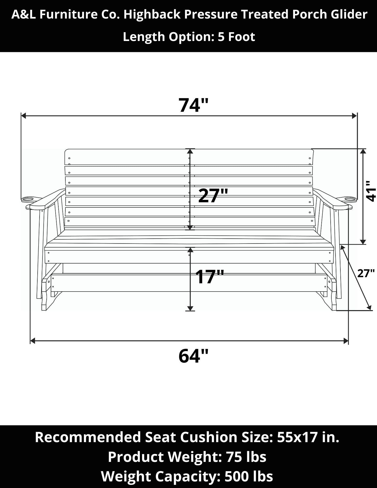 A&L Furniture Co. Highback Pressure Treated Porch Glider