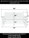 A&L Furniture Co. Traditional English Red Cedar Porch Glider