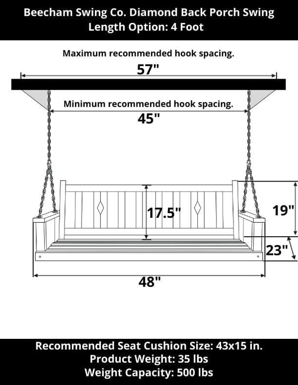 Beecham Swing Co. Diamond Back Oak Porch Swing