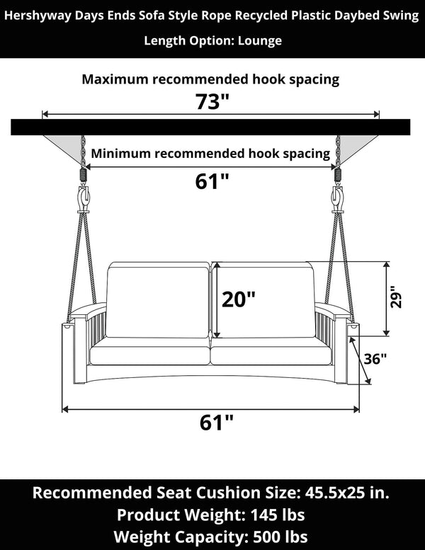 Hershyway Days Ends Sofa Style Recycled Plastic Daybed Swing