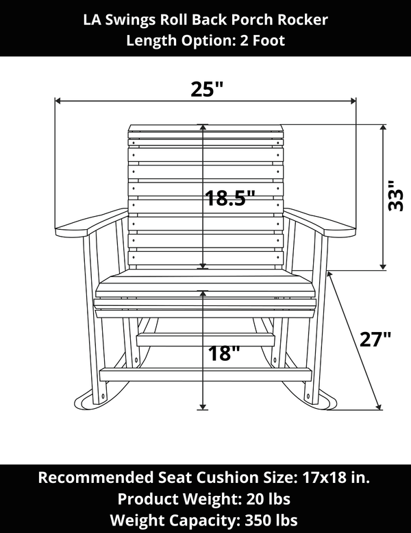 LA Swings Roll Back Cypress Porch Rocker