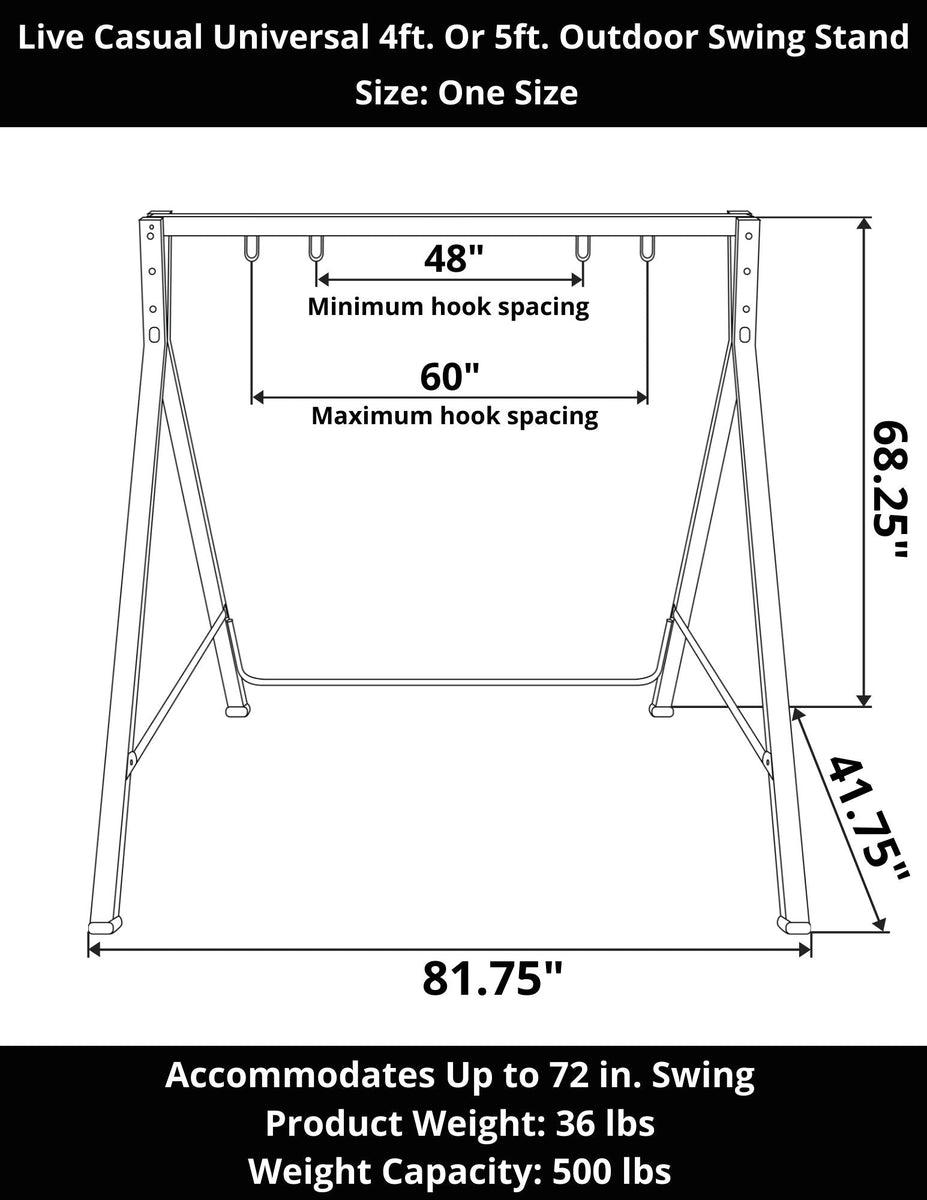 Live Casual Universal 4ft. Or 5ft. Metal Outdoor Swing Stand –