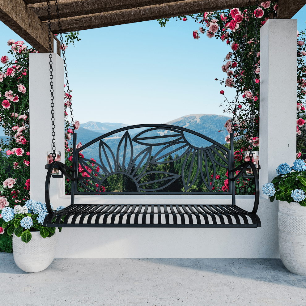 Iron garden swing best sale