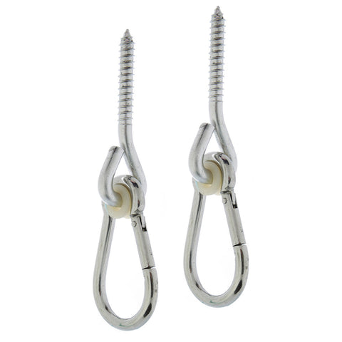 Barn-Shed-Play Stainless Steel Threaded Snap Hook Swing Hangers (Set of 4)