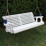 Centerville Amish Heavy Duty Roll Back White Porch Swing