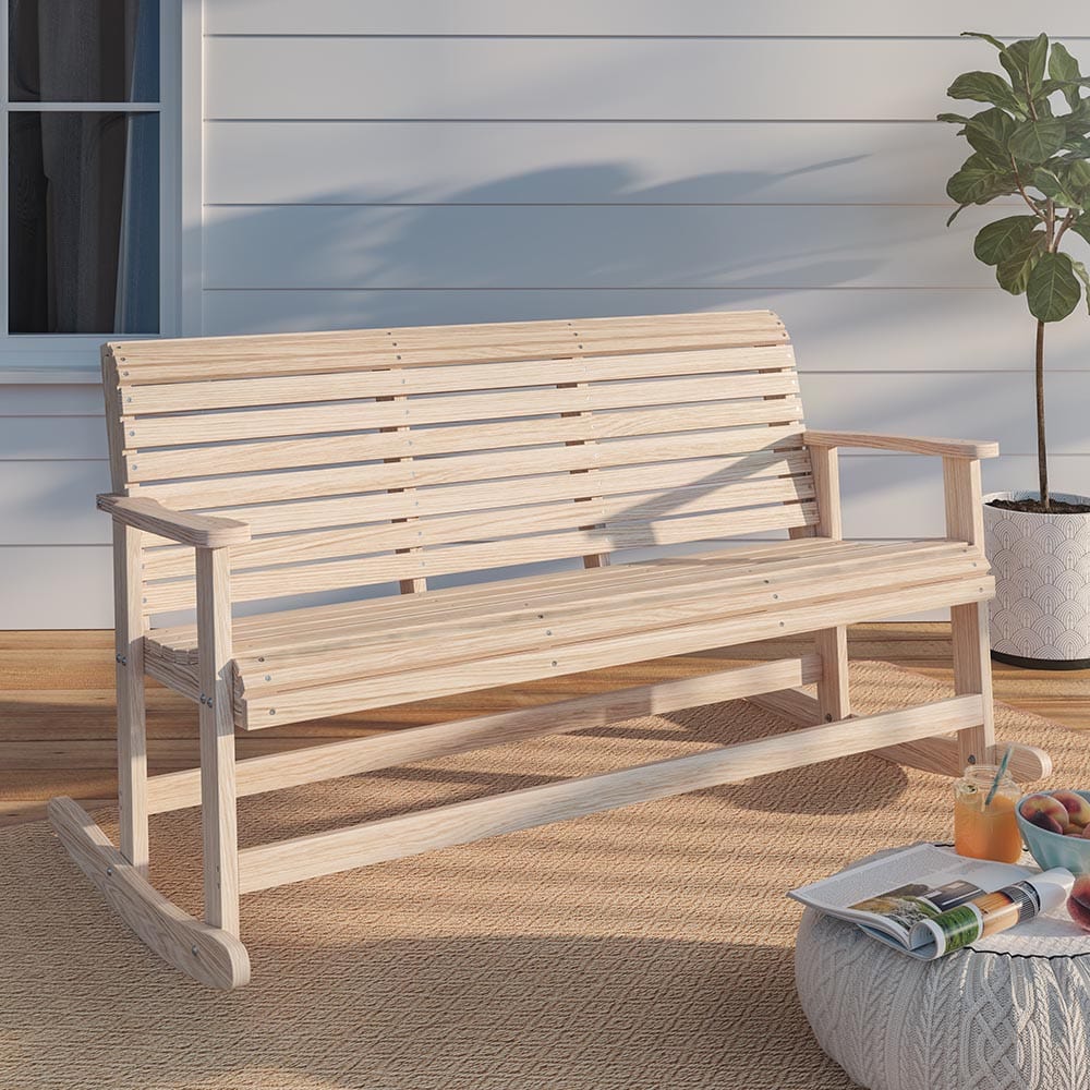 LA Swings Roll Back Outdoor Rocking Bench1