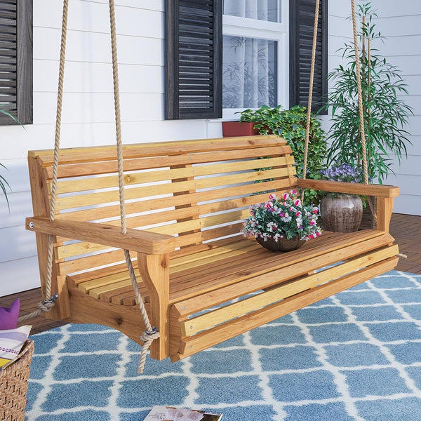 Texas Cedar Co. Contoured Classic Red Cedar 4-Foot Porch Swing