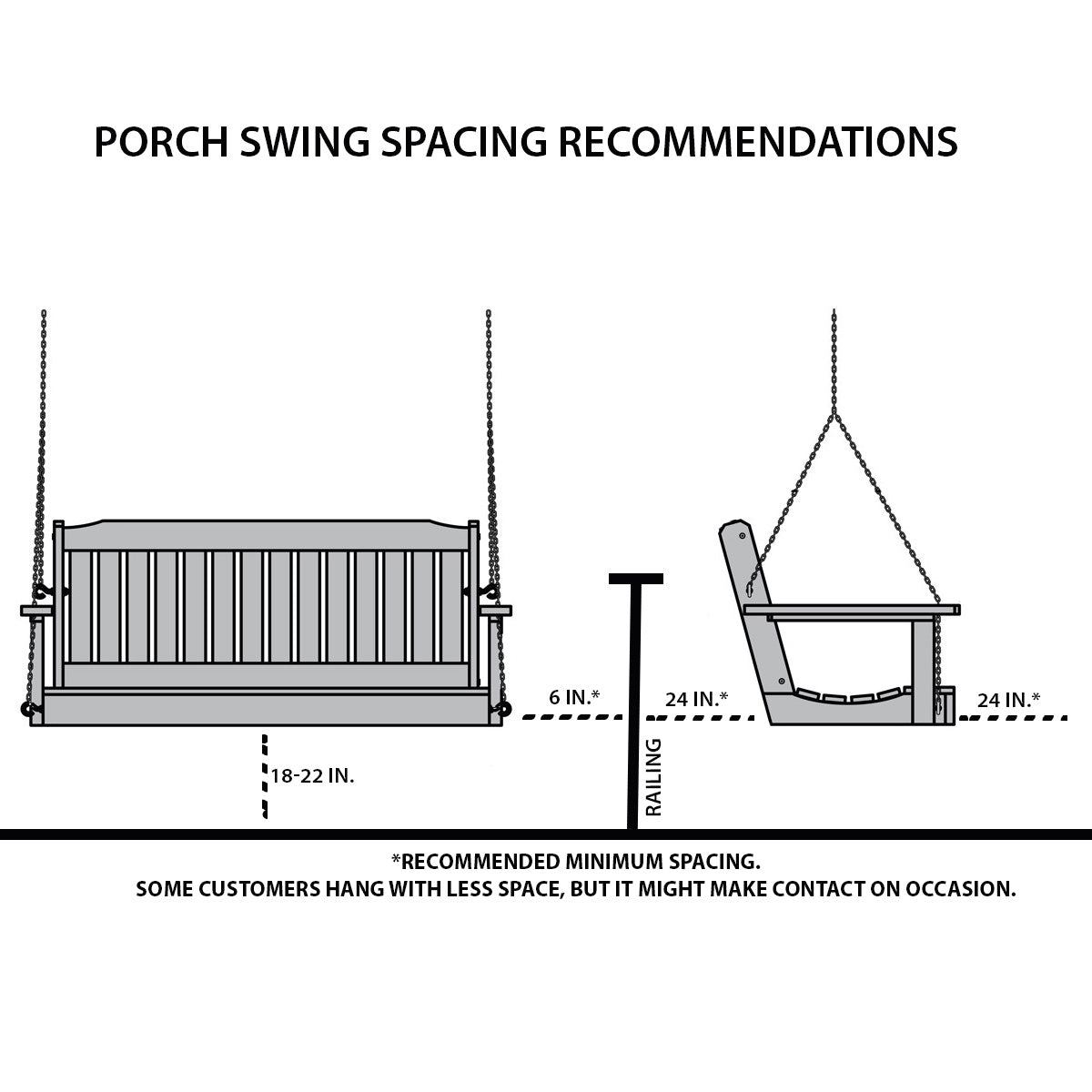 Beecham Swing Co. Roll Bottom 4ft. Porch Swing