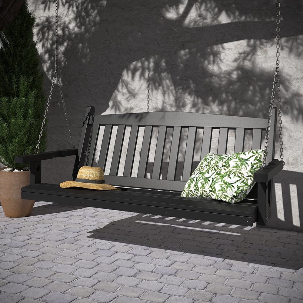 SimplyPoly Amish Made Mission White Porch Swings Plastic The Porch