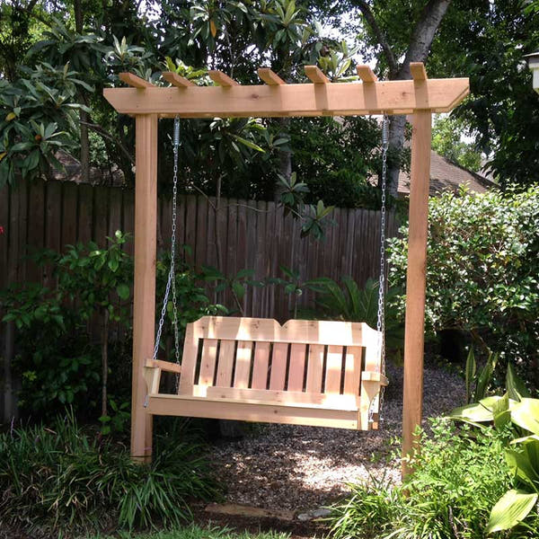 TMP Outdoor Furniture Victorian Red Cedar Post Style Arbor 4-Foot Swing Set