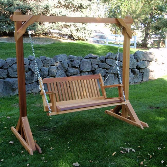 Wood Country Swing and Stand in Cedar Stain